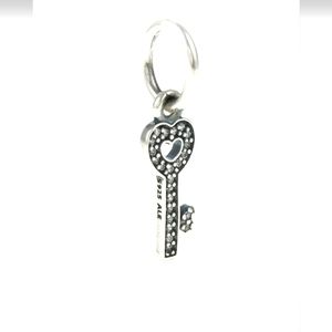 PANDORA RETIRED Symbol of Trust Key Sterling Silver w/ Clear Zirconia